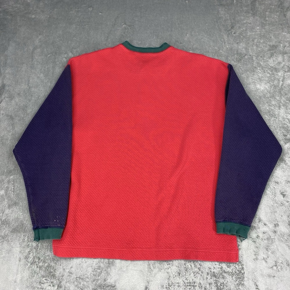 Vtg Gap Shirt Mens Sz L Red Colorblock Henley Quilted Whistler Lodge Patch 90s - Picture 12 of 16